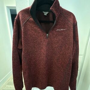 Eddie Bauer Men’s Radiator Fleece 1/4-Zip Pullover Red Heather L